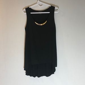 august silk sleeveless top w/ gold bar accent. M